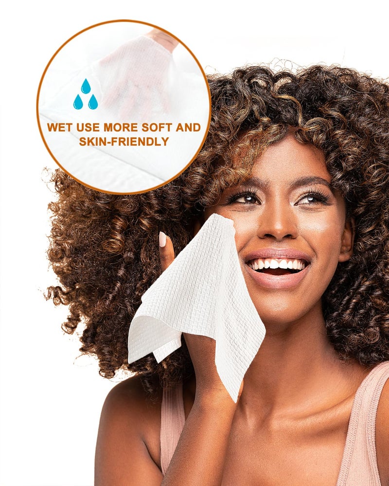 LUXU Large Disposable Face Towel,Extra Thick Soft Facial Towels Plant Fiber Facial Washcloth Biodegradable Dry Wipes for Sensitive Skin,Cruelty Free-100 Count - Image 4